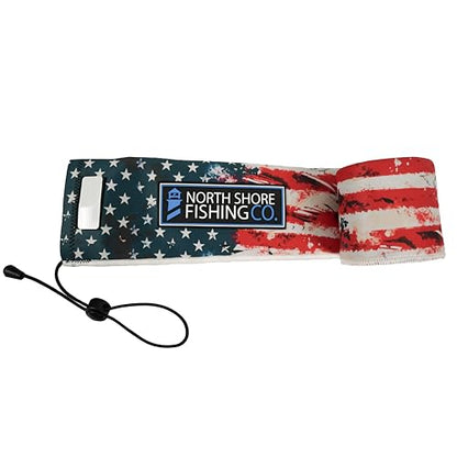 Premium Neoprene Fishing Rod Sleeve – Floating, Puncture Resistant, Labeled Protective Sock for Casting, Spinning, Trolling Fishing Rods - color: Flag, size: 60", style: Casting/Trolling