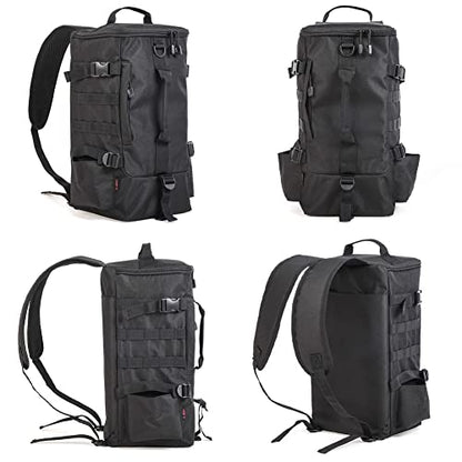 Fishing Backpack, 2 Fishing Rod Holders Fishing Tackle Backpack Without 4 Tackle Boxes, 17.4L Large Storage Fishing Gear Bag for Trout Fishing Outdoor Camping Hiking black