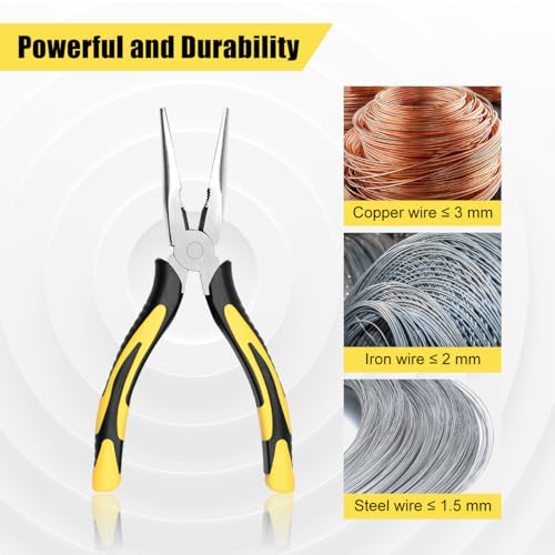Long Needle Nose Pliers-8’’Soft Grip with Wire Cutter for Home,1pcs | Strong Cutting Force,Paper Clamp Precision, High Carbon Steel,Long Nose Cutting Pliers for Home, Fishing, Jewelry, Crafts - style: One-8in