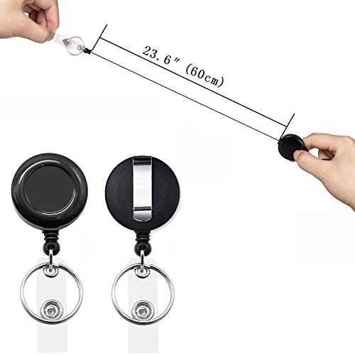 Foshine Lanyards with Retractable bagde Reel 5 pcs Black Lanyrd for Keys | Breakaway Safety Lanyard For ID Badge Holder - color: 5 Pack Lanyard With Retractable Badge Reel