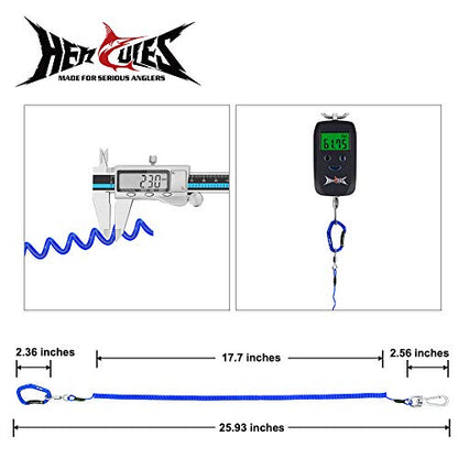 HERCULES M4 Fishing Lanyard, Fishing Pole Tether, Kayak Paddle Leash, Heavy Duty Retractable Coiled Lanyard for Fishing, Rods, Pliers, Boating, Paddles, Kayak - color: Pack of 2 Blue, 17.7" Plus