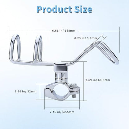 Fishing Rod Holder 316 Stainless Steel Rod Holder for Boat, 360° Adjustable Clamp On for 1" 1‑1/4" (25/32mm) Rail, Heavy Duty Rail Mount for Boat Yacht Kayak（2Pcs）