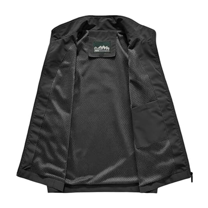 Mens Golf Vest Waterproof Fishing Shirt Zip Up Sleeveless Jacket with Pockets Outdoor Camping Hiking Shirts Travel Photo Vest - color: A03 Black, size: X-Large
