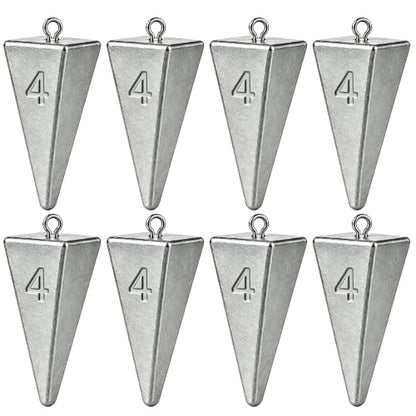 Pyramid Sinkers Fishing Weights, Saltwater Fishing Sinkers for Surf Fishing Gear Tackle - 1oz, 2oz, 3oz - style: 4 Ounce-8pcs