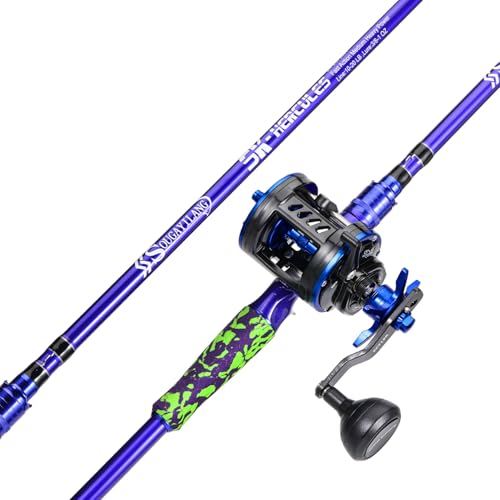 Sougayilang Inshore Saltwater Fishing Rods Combo, 7-Foot Spinning Rods and Casting Rods with Spinning/Trolling Reel - style: 7'0"casting Rod With Right Handed Reel
