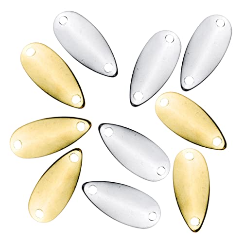 balacoo 20pcs Metal Fishing Lure Blades Gold Silver DIY Spinner Bait for Bass Fishing Lightweight and Easy to Use for Enthusiasts