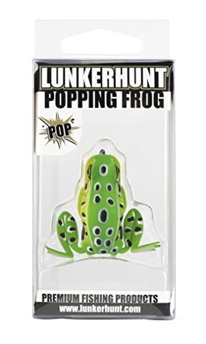 Lunkerhunt Frog Fishing Lure for Bass Fishing | Popping Frog Lure 1/4 oz | Topwater Fishing Bait with Weedless Hooks, Hollow Body, Trout Pike Lures - color: Leopard, size: 1.75 inch