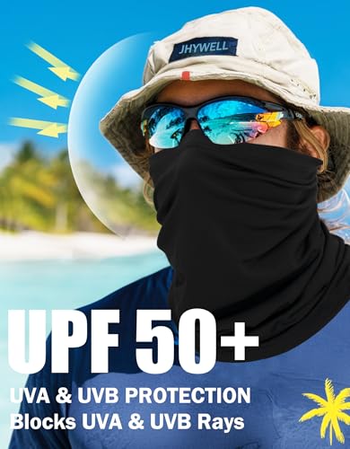 JHYWELL Cooling Neck Gaiter Face Mask, UV Protection Masks Gator, Windproof Bandana for Skiing, Fishing, Hiking, Cycling - color: Black Pack