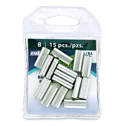 HI-SEAS Grand Slam Aluminum Fishing Line Crimp Sleeves - Retail Pack, Durable and Strong Crimps for Monofilament 40lb Test up to 600lb Test for Saltwater Fishing Leaders - style: 15 Pc/2.8 Mm Inside Diameter