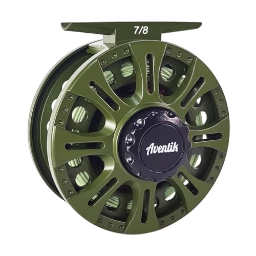 Aventik HVCE Graphite Fly Reel Center Drag System Classic III Graphite 3/4, 5/6, 7/8wt Large Arbor Freshwater Fly Fishing Reels - size: 7/8, style: With Line