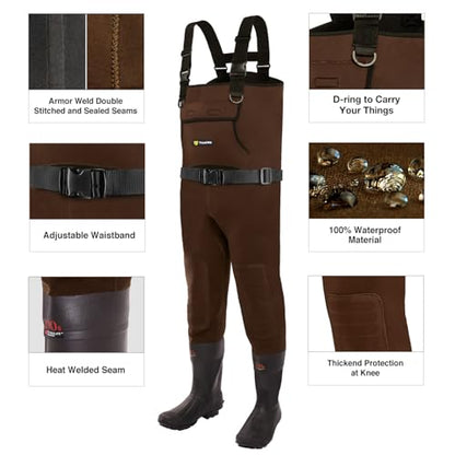 TIDEWE Neoprene Chest Waders for Men, Waterproof Bootfoot for Hunting | Warm Waterproof Slip-Resistant Men's Bootfoot Fishing Waders for Hunting & Wetland Work - size: 11