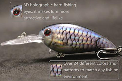 Minnow Crankbait for Bass Fishing Bass Lure Jerkbait Fishing Lures and Tackle Box - color: HC55KB