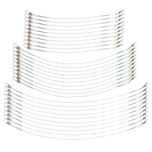 Yardwe 60pcs Fishing Wire Leader: Bite-Proof Steel Fishing Line - High Strength Leader Line Tackle for Saltwater and Freshwater - Portable Wire Trace Kit 15/20/25cm