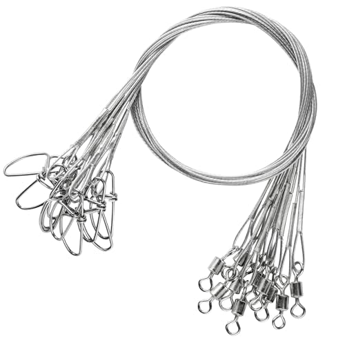 Atibin High Strength Fish Leader Saltwater Line Snap Fishing Leaders Freshwater Stainless Steel Wire Leaders Lures White Nickel - size: #3 (9.8in-40lb) 30pcs