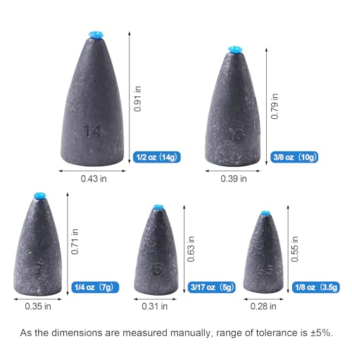 Worm Fishing Weights, Bullet Sinkers with Soft Plastic Insert Includes Weight Pegs, Carolina Rigs Texas Rigs for Bass Fishing 1/8 3/17 1/4 3/8 1/2 1 oz - size: 1/2 OZ, 18 PCs