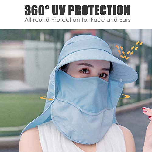 Wide Brim Sun Hat – Multifunctional UPF 50 Protection Bucket Fishing Hat Cap - color: Aqua, size: One Size