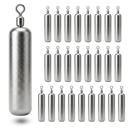 Drop Shot Fishing Weights with Rolling Swivel Streamlined Lead Fishing Sinkers for Freshwater Saltwater Catfish Bass Casting Fishing and Bottom Fishing Rigs - size: 1/4oz-25pcs-pencil1