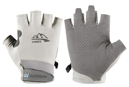SUJAYU UV Protection Gloves - Women & Men's Fingerless Driving, Fishing & Sailing Gloves with UV & Sun Protection - color: Grey, size: Medium