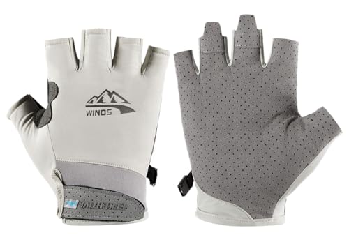 SUJAYU UV Protection Gloves - Women & Men's Fingerless Driving, Fishing & Sailing Gloves with UV & Sun Protection - color: Grey, size: Large