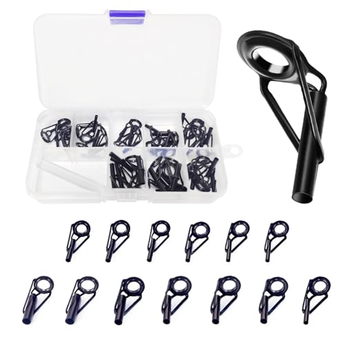 Aventik Fishing Rod Tip Repair Kit 26/30/35Pcs Stainless Rod Tip Guide Replacement Kit Multiple Sizes Fishing Rod Tip Eyelet Repair Kit Fishing Pole Repair Kit - style: ALL Size-26pcs