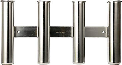 Amarine Made 4 Tube Fishing Rod Rack Mirror Finish Stainless Steel 316 Wall / Side Mounted Rod Holder for Boat Yacht