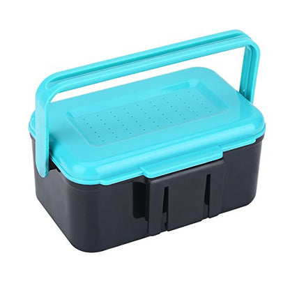 VGEBY1 Fishing Lure Box, Bright Blue Portable Plastic Fishing Bait Holder Box with Clip for Worm Earthworm Lure Storage