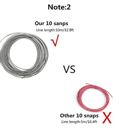 5 in 1 Stainless Steel Fishing Stringer Live Fish Lock,Steel Ropes Large Fish Lock w/Float and Plastic Handle,5 Snaps / 10 Snaps Available - color: 10 Snaps