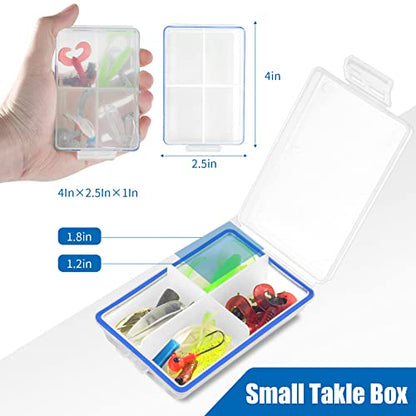 4 Pcs Mini Waterproof Tackle Organizer - Small Fly Fishing Box with Dividers for Hooks, Flies, Beads & Lures - size: 4in(L)×2.5in(W)×1in(H)