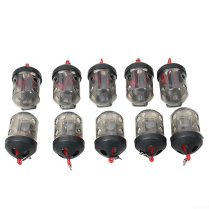 Cap Swim Feeder for Maggots and Groundbait Plastic Fishing Terminal Tackle with Auto-Close Lid for River Match Angling Black 30g(10pcs) - size: 10pcs