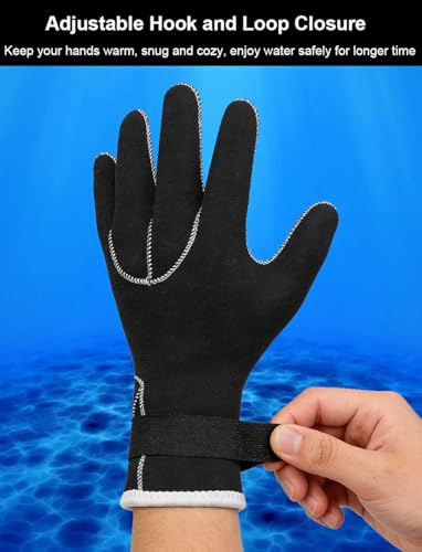 SUJAYU 3mm Neoprene Gloves Diving Gloves Wetsuit Gloves, Anti Slip Waterproof Fishing Gloves with Adjustable Wrist Strap, Water Proof Scuba Gloves Sailing Gloves Men & Women - size: Small