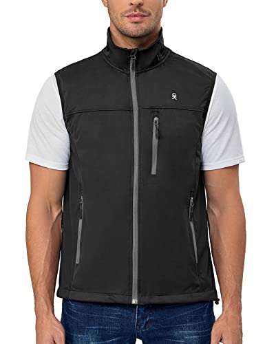 Little Donkey Andy Men's Lightweight Softshell Vest, Windproof Sleeveless Jacket for Running, Hiking, Cycling, Golf - color: Pure Black, size: 3X-Large