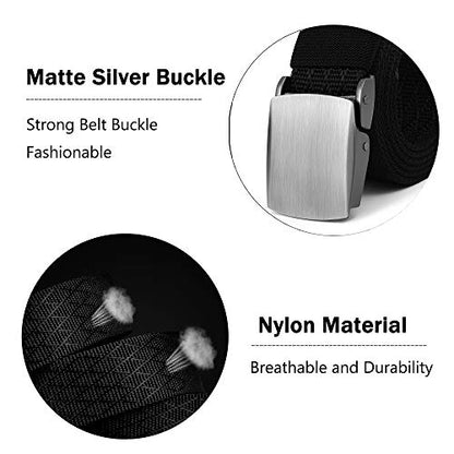 Mile High Life | Nylon Web Belt | Outdoor Military Belt | TSA Safe Buckle Plastic/Metal - color: Black Metal