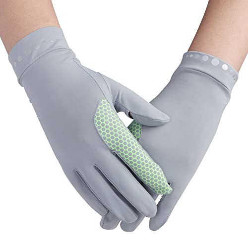 Mens Women Driving Gloves Summer UV Sun Protection Gloves Non-Slip Touchscreen Ice-Silk Sunblock Gloves for Cycling Riding - color: Standard Light Grey