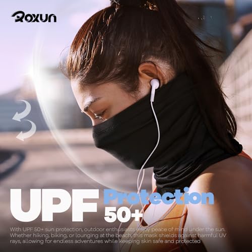 ROXUN Neck Gaiter, 4 Pack Summer Cooling Breathable Face Mask for Outdoors | Stretch Moisture Wicking, UPF 50, Wind Dust UV Protection, Unsiex - color: Black+gray+purple+pink