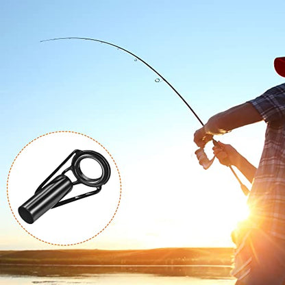 PATIKIL Tube Dia Fishing Rod Tips Repair Kit, Stainless Steel Black Guide Ring for Fishing - size: 6.5mm