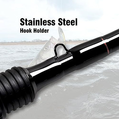 Fiblink 4 Pieces Travel Spinning Rod Medium Carbon Spinning Fishing Rod Portable Fishing Rod - size: 7'6" Medium