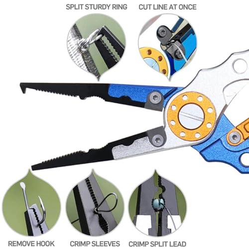 DAGIJIRD Fishing Pliers Hook Remover, Fishing Scissors Braid Line Cutter with Safety Lock