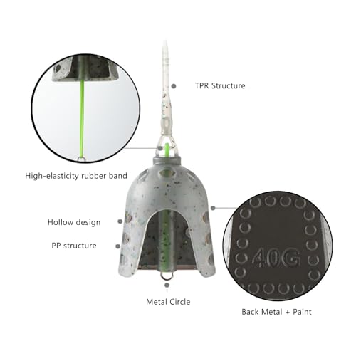 Bait Cage, Fishing Feeder Holder with Weight Openable Lure Container Long Ranges Casting for Powder Live Baits - size: Large Cage A2414 40G