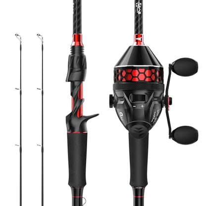 KastKing Brutus Twin-Tip Fishing Rod and Reel Combo, Baitcaster, Spinning & Spincast Combo, IM6 Graphite 2-Piece Rod with Backup Tip Section, EVA Handle, Durable & Sensitive, Freshwater Fishing - size: 30 Reel,6'6" M(2 Pcs + Extra Tip), style: ‎spincast