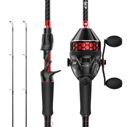 KastKing Brutus Twin-Tip Fishing Rod and Reel Combo, Baitcaster, Spinning & Spincast Combo, IM6 Graphite 2-Piece Rod with Backup Tip Section, EVA Handle, Durable & Sensitive, Freshwater Fishing - size: 30 Reel,6'6" M(2 Pcs + Extra Tip), style: ‎spincast