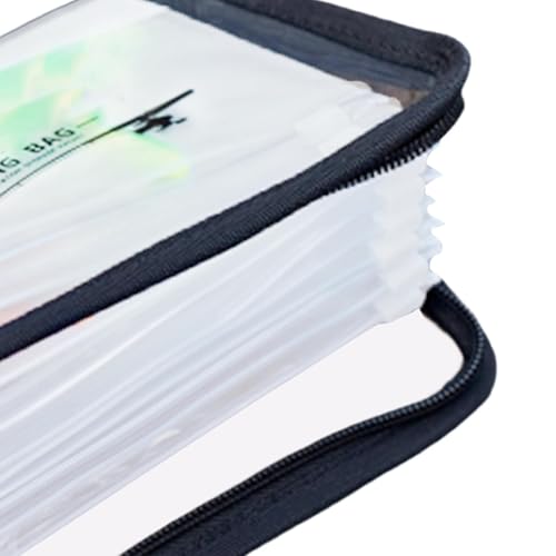 Fishing Lure Bag 10-Page PVC Clear Ring-Binder Lure Holder | Fishing Tackle Binder for Tackle Saltwater Freshwater Lake River Pond Beach Shore Boat Sports Outdoors