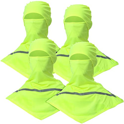Seematn 4 Pcs Summer Balaclava Men Women Sun Face Mask for UV Protection Neck Covers with Reflective Strip Construction Work - color: Neon Yellow