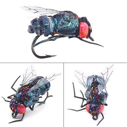 YZD Realistic Fly Fishing Dry Wet Nymph Trout Flies Topwater Lures for Freshwater Saltwater High Simulation Hand Tie Lure Kits 6 pcs