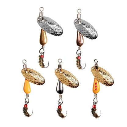 Trout Spinners, Rooster Tail Fishing Lures, Fly Trout Fishing Gear for Lake River Fishing with Storage Box for Bass Salmon, Smallmouth Bass Lures - color: 5 Pcs 1/16 oz