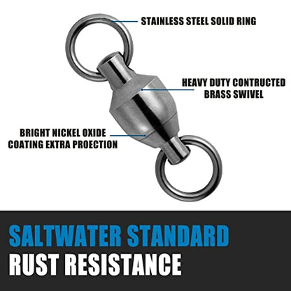 Dr.Fish 20 Pack Ball Bearing Fishing Swivels, Swivels Fishing Tackle Saltwater, Freshwater Stainless Heavy Duty Lure Leader Line Connector #3 - size: #3-130LB(0.75")