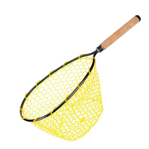 Trout Net Fine Mesh Handle Catch-Release | Fishing Landing Net for Lake River Trout Fishing - size: Cork handle fishing net