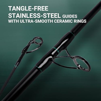 Fiblink 4-Piece Surf Spinning Fishing Rod, Portable Travel-Friendly Pole, Carbon Fiber Fishing Rod (9’/10’/12’) - size: 9‘ MH