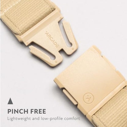 Arcade Belts A2 Unisex Adventure Belt: Heavy Duty Stretch, Metal Free Buckle - color: Atlas - Khaki, size: Standard (Up to 40"); 1.5" Wide