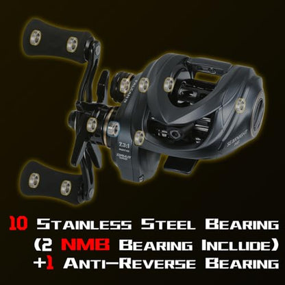 SeaKnight FALCAN IV Baitcasting Reel - 6.2oz Ultralight, 15.4LB Carbon Drag, 10+1 BB, 7.3:1/8.1:1 High Speed Gear Ratio, Right/Left Hand Retrieve - for Bass, Inshore & Freshwater Fishing - color: 8.1 Right Hand
