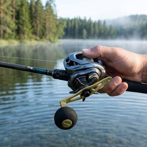 Power Handle Baitcasting, Baitcasting Handle Replacement for Baitcasting Fishing Reel, Fishing Reel Handle Replacement Baitcaster, Metal Knob Grip Replacement for Outdoors - color: Rose